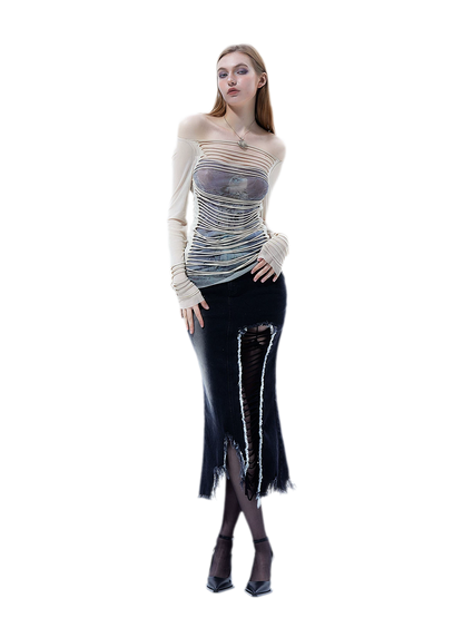Sheer Cutout Off-Shoulder Top