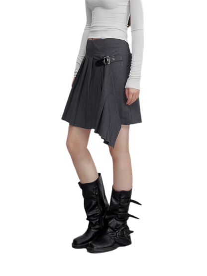 Asymmetric Pleated Strap Skirt