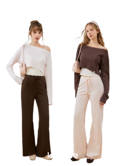 Strukturierte Sweatpants mit Kordelzug und weitem Bein