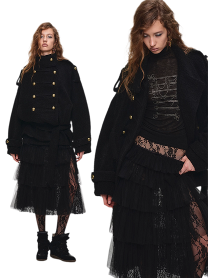 Wool Blend Napoleon Coat