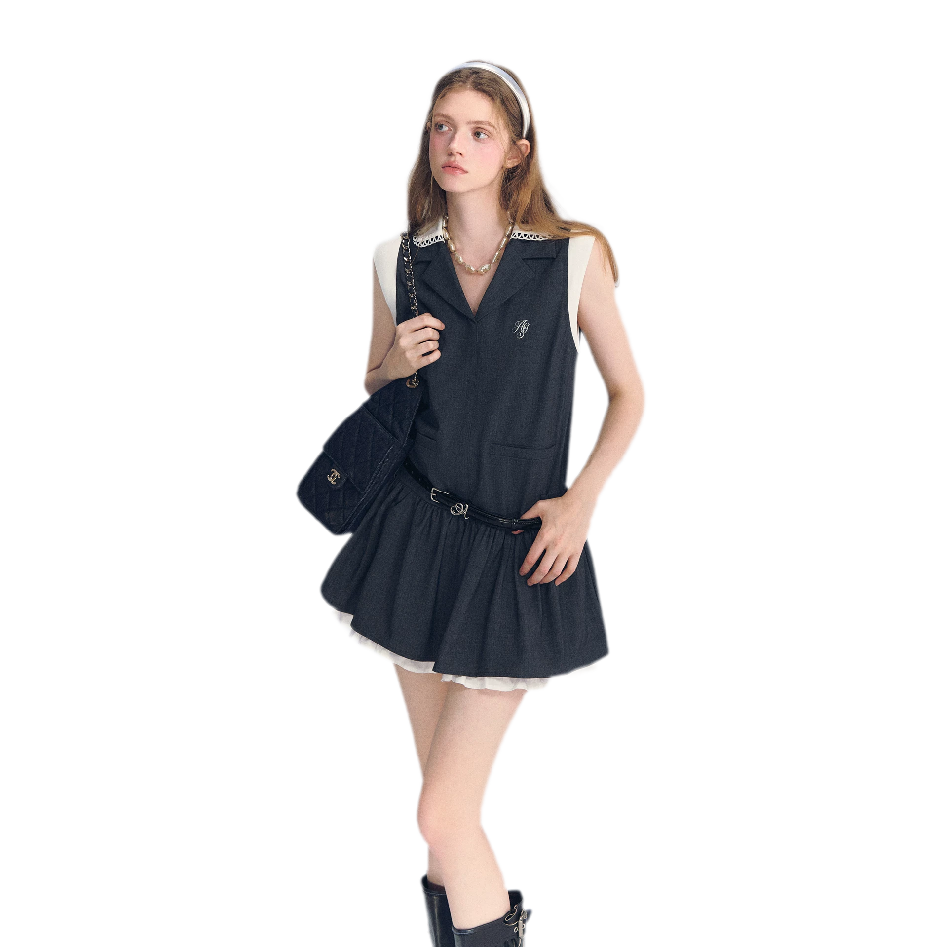 Contrast Collar Cami Dress