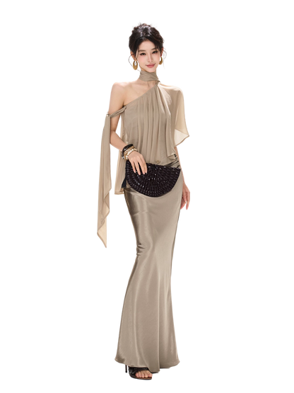 Elegant Loose Chiffon Halter Neck Top