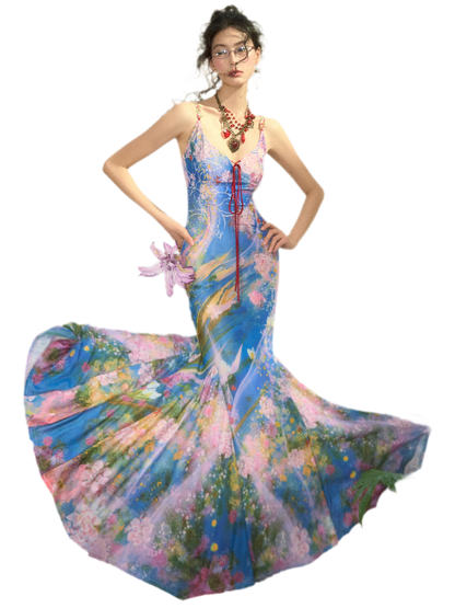 Water Life Series Printed Camisole Dress