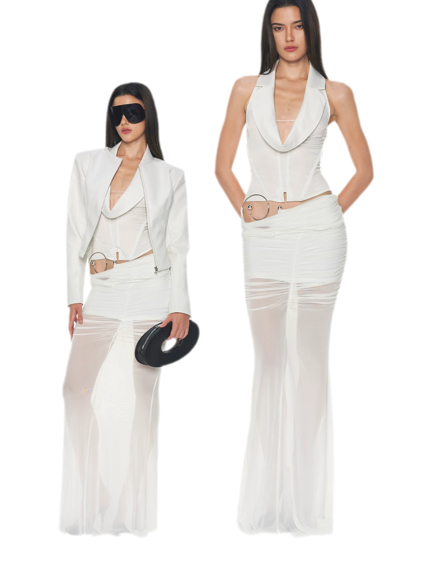 Silver Ring Mesh Dress