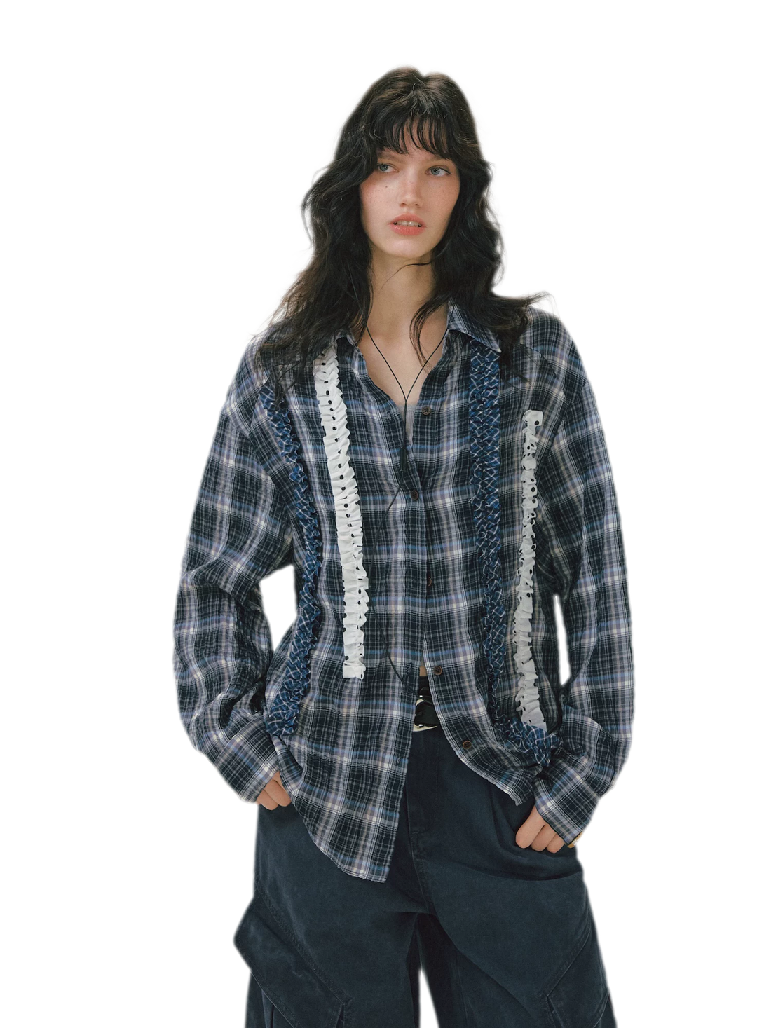 Vintage Pleated Plaid Shirt