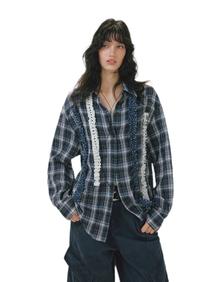 Vintage Pleated Plaid Shirt