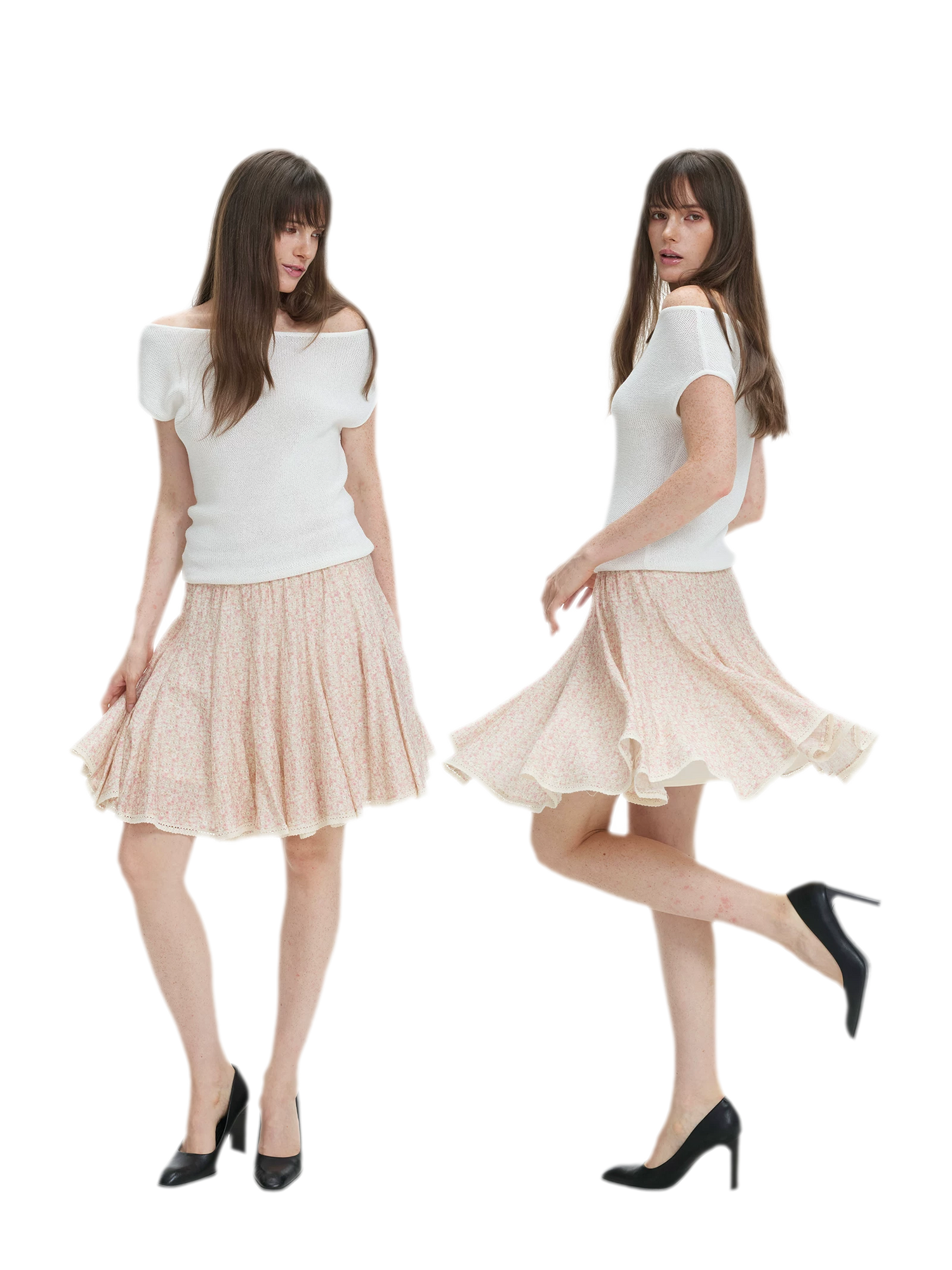 Floral Lace Midi Skirt