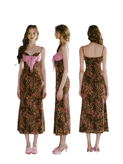 Leopard Print Fishtail Cami Dress