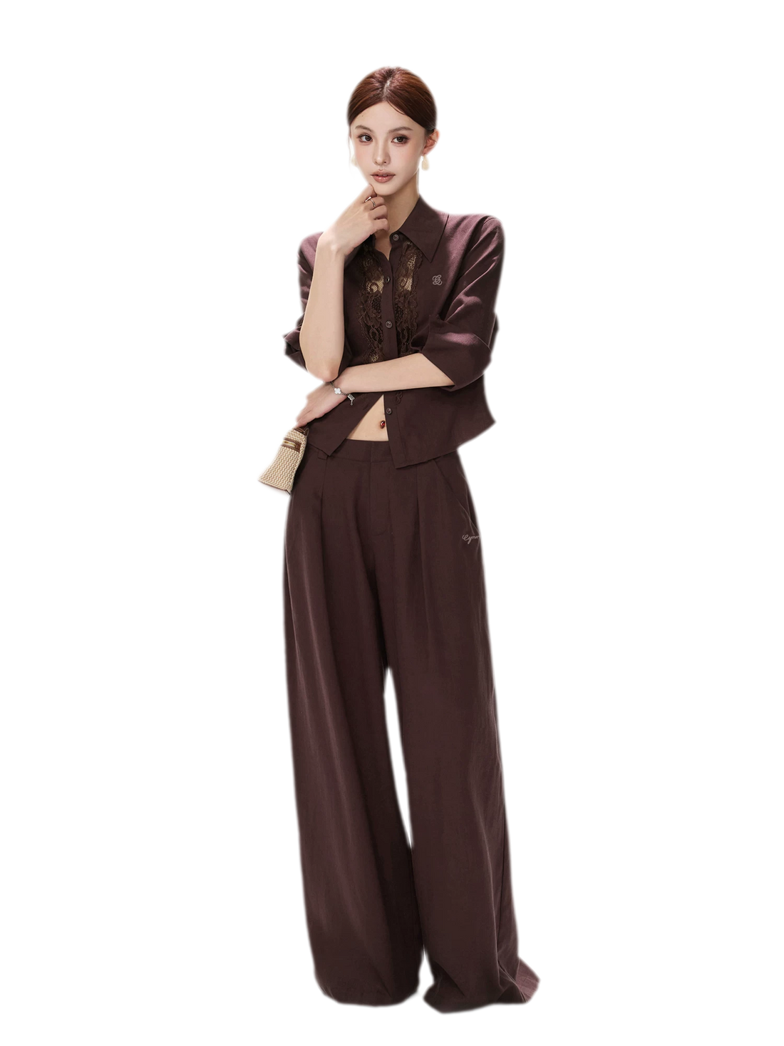 Textured Wide-Leg Linen Trousers