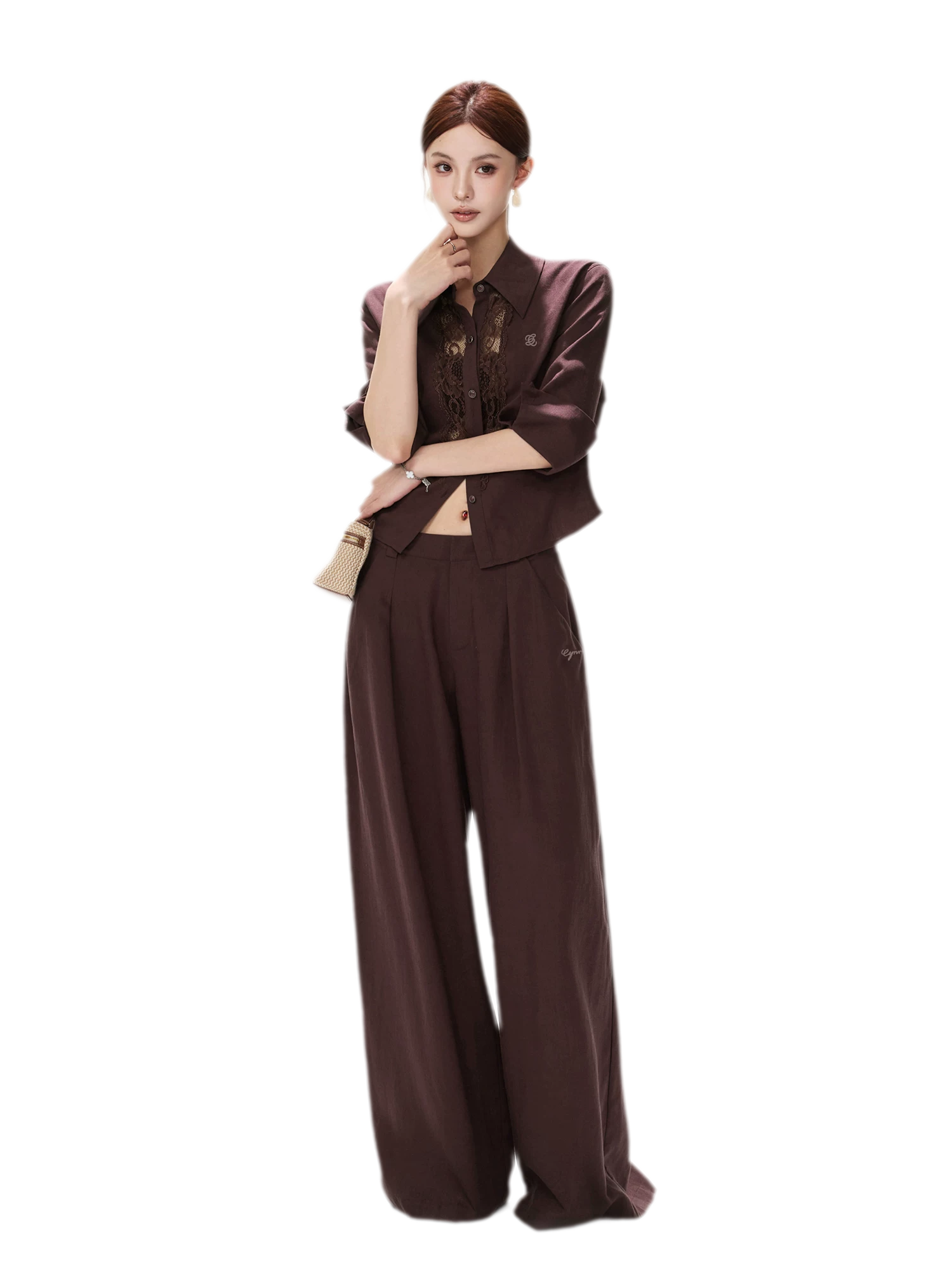 Textured Wide-Leg Linen Trousers