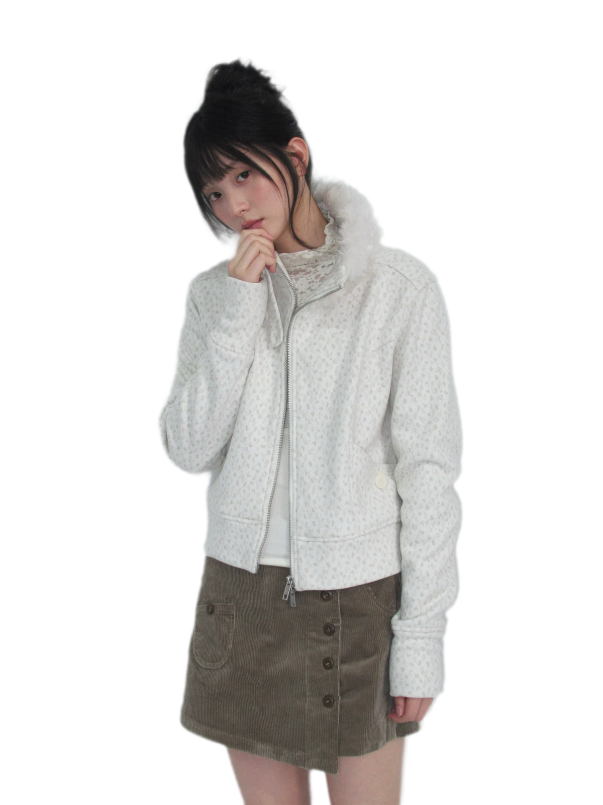 Brushed Jacquard Cropped Jacket