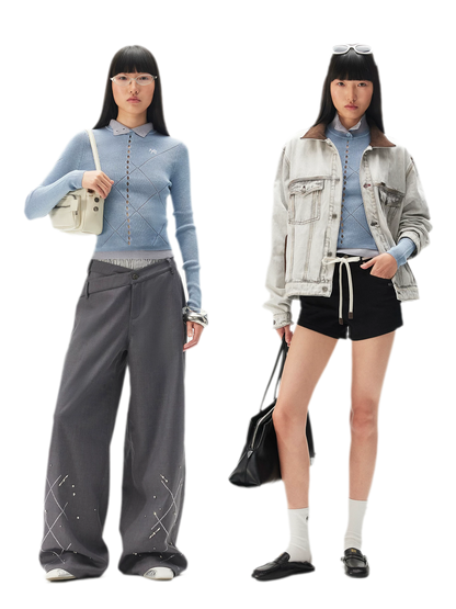 Glossy Openwork Knit Top