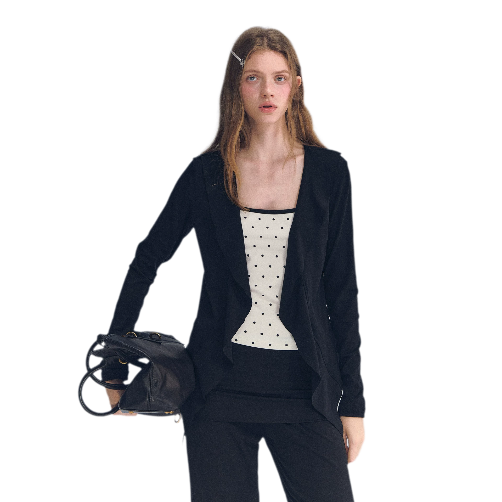 Ruffled Drape Knit Set