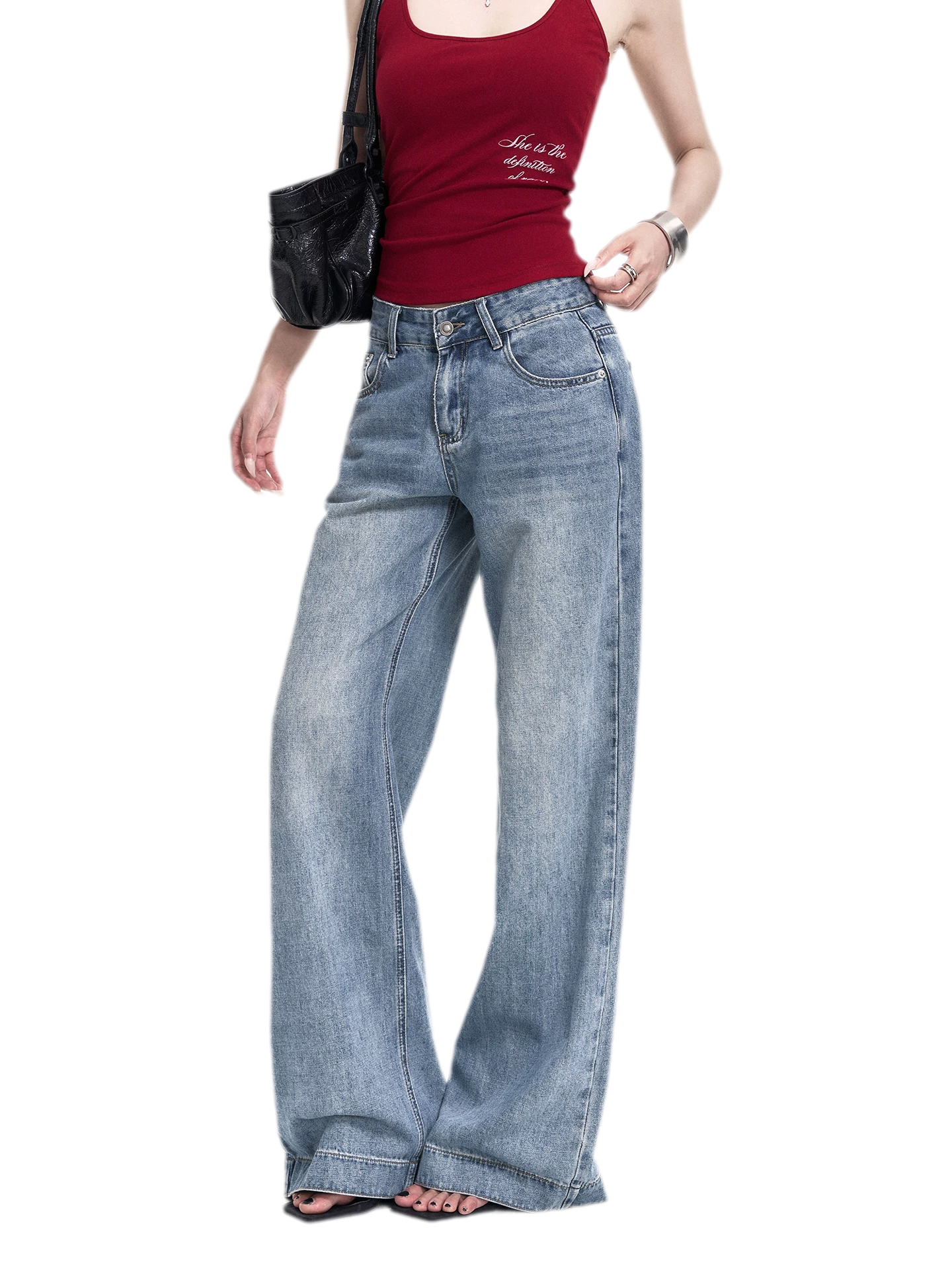 Vintage Wash Straight Jeans