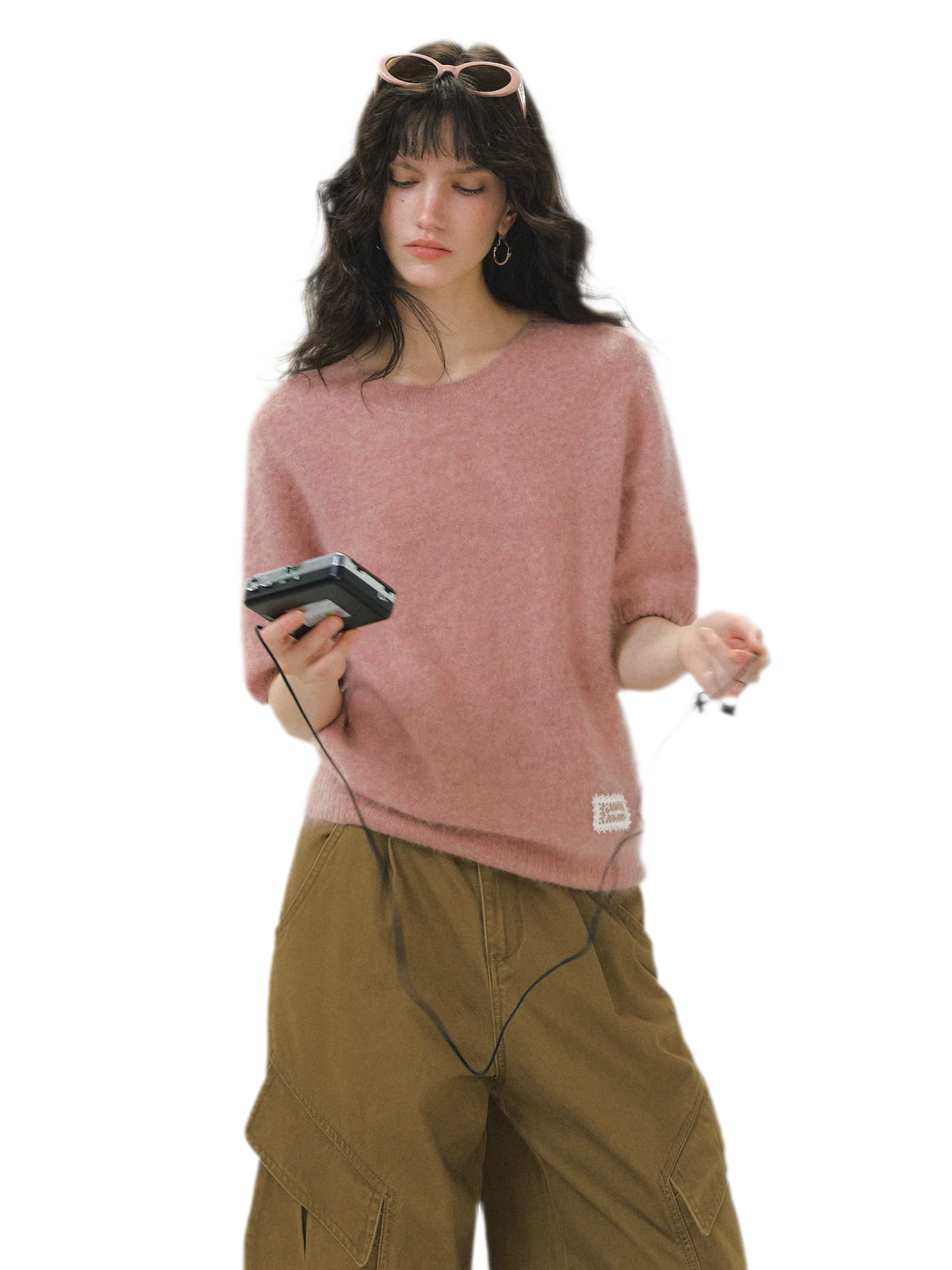 Fuzzy Knit Short Sleeve Sweater