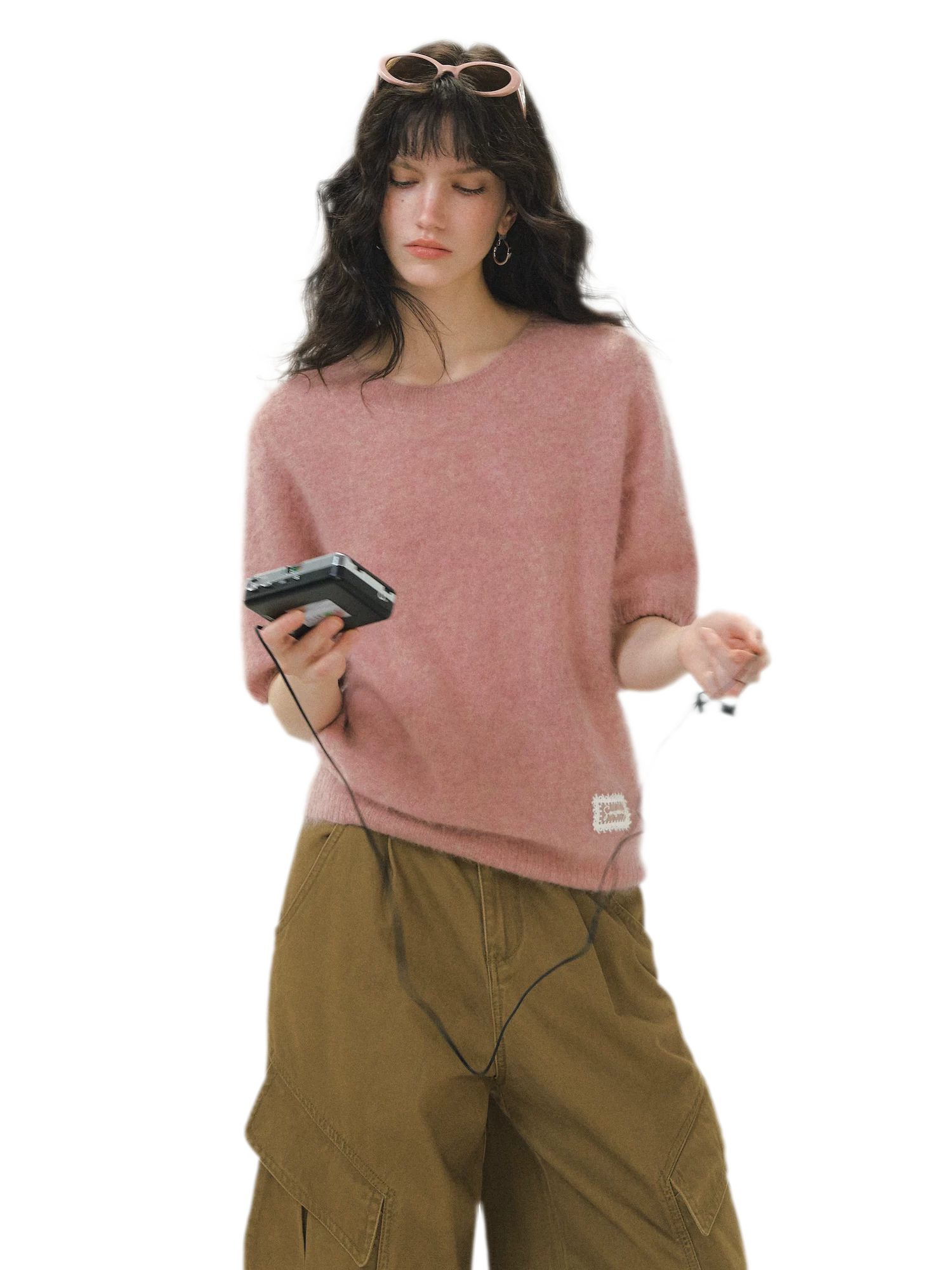 Fuzzy Knit Short Sleeve Sweater