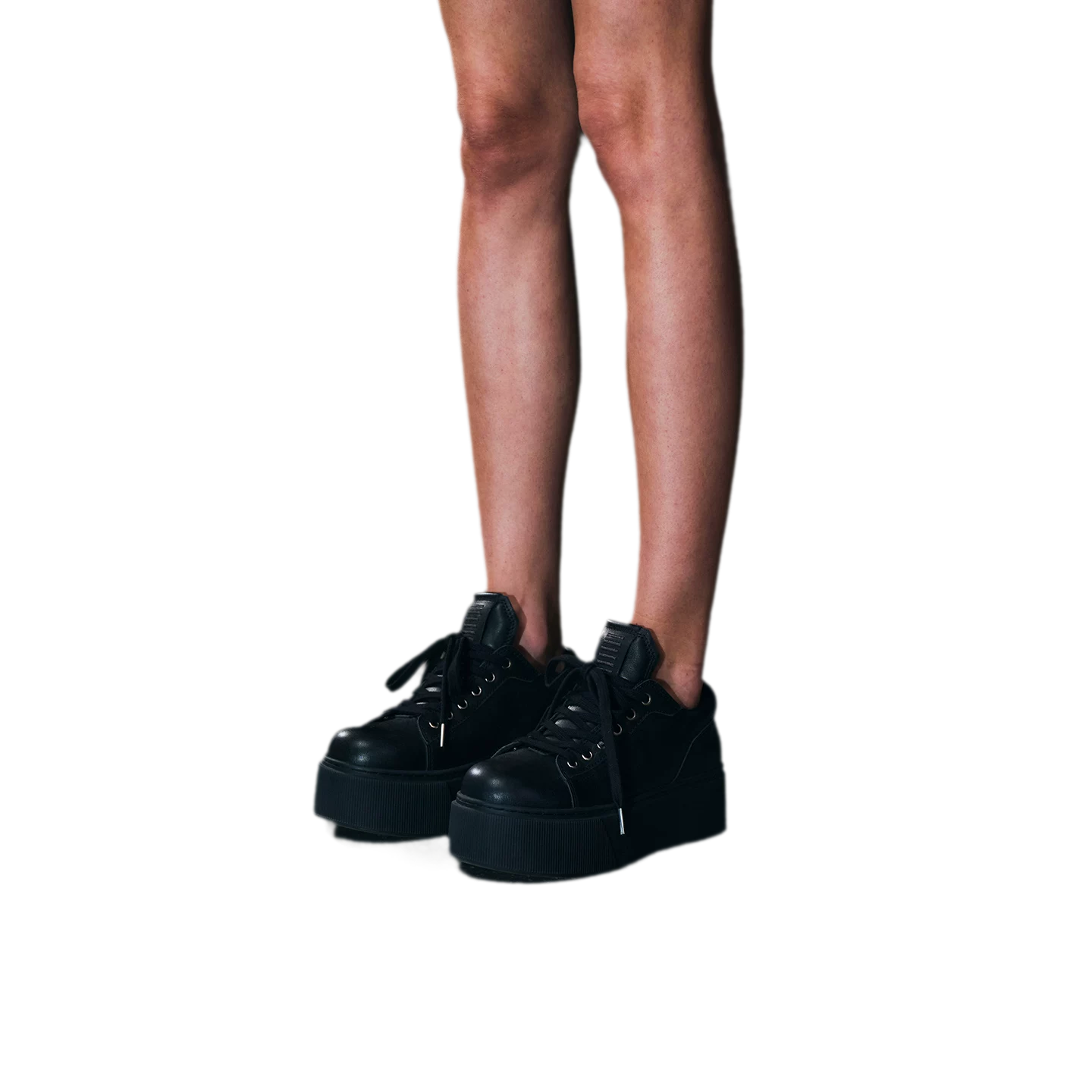 Sculptural Leather Thick-Soled Sneakers
