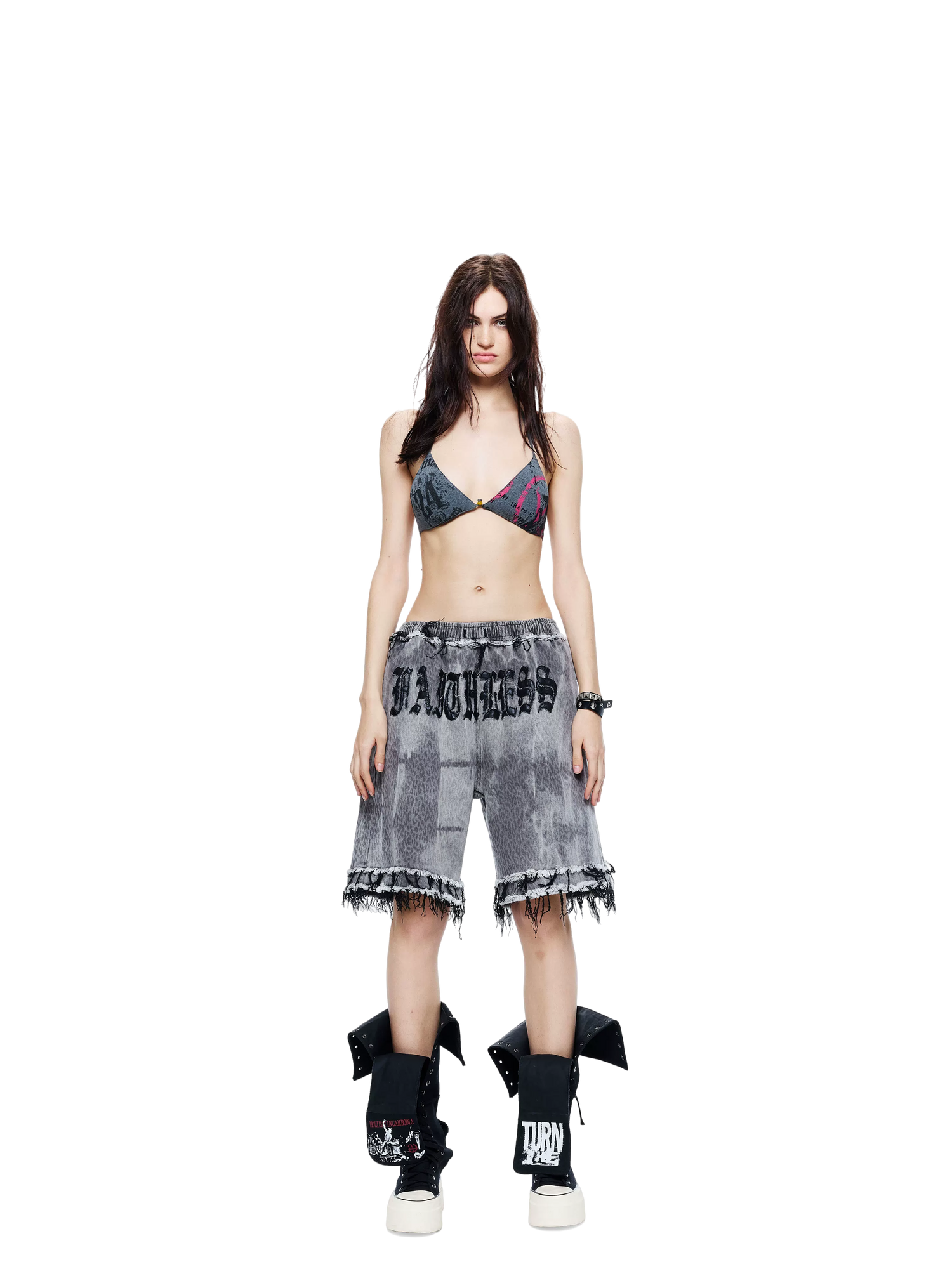 Punk Grunge Distressed Denim Shorts