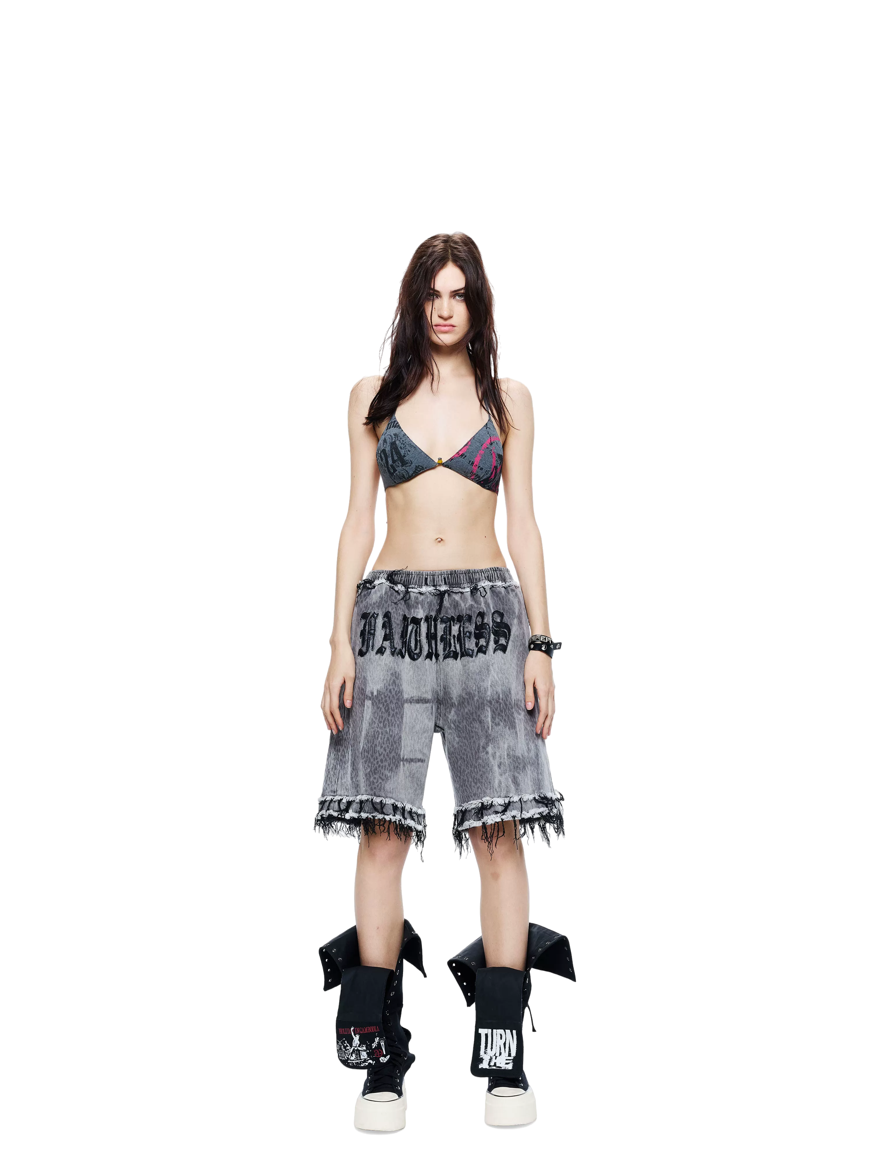 Punk Grunge Distressed Denim Shorts