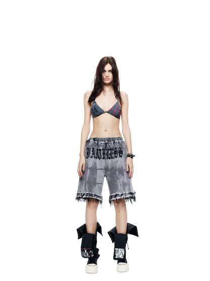 Punk Grunge Distressed Denim Shorts