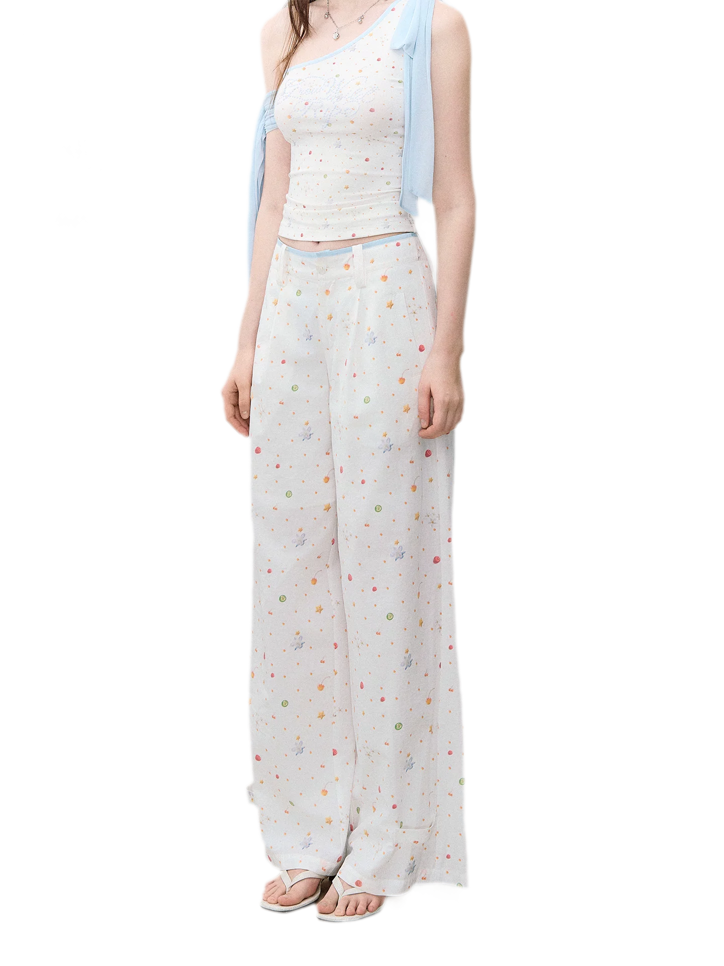 Printed Wide-Leg Pants
