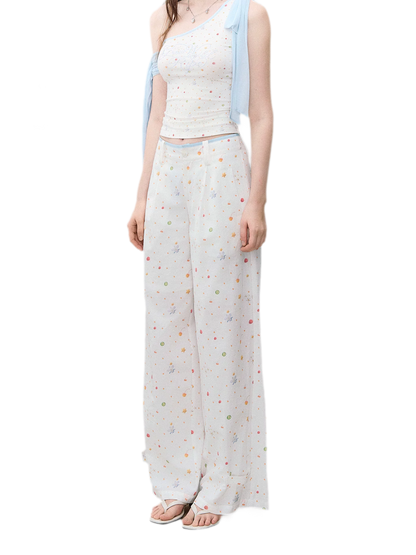 Printed Wide-Leg Pants