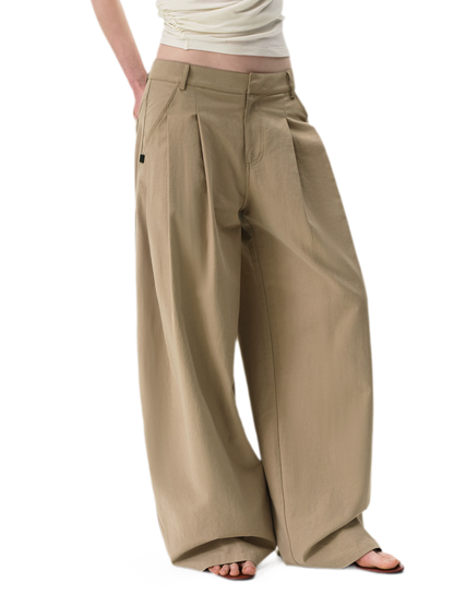 Curved Linen-Blend Pants