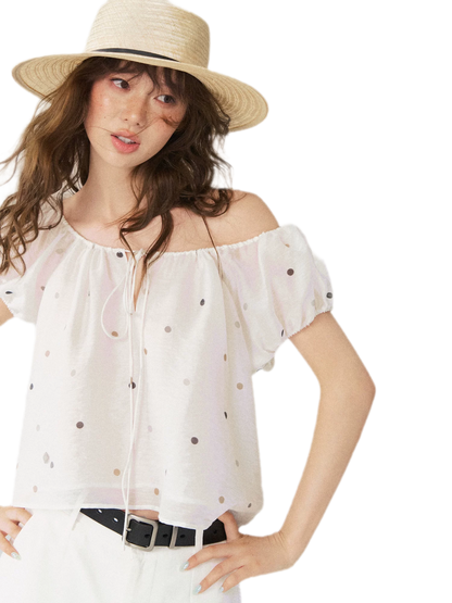 Polka Dot Puff Sleeve Top