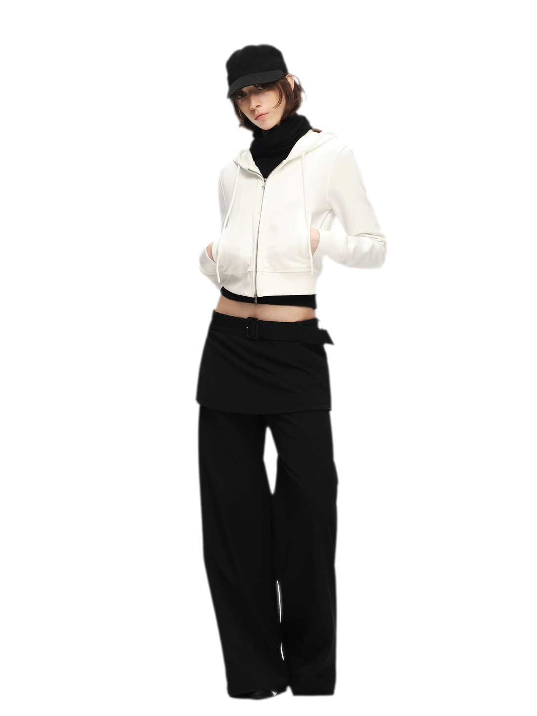 Textured Cropped Hooded Jacket
