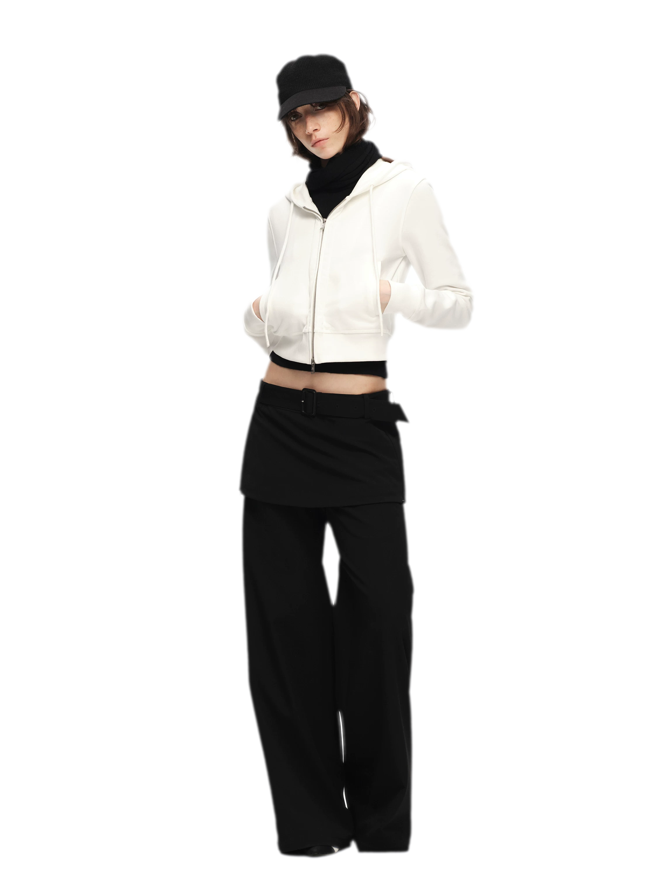 Textured Cropped Hooded Jacket