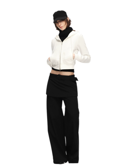 Textured Cropped Hooded Jacket