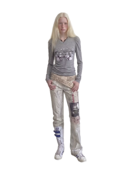 Washed Flared Low-Rise Jeans