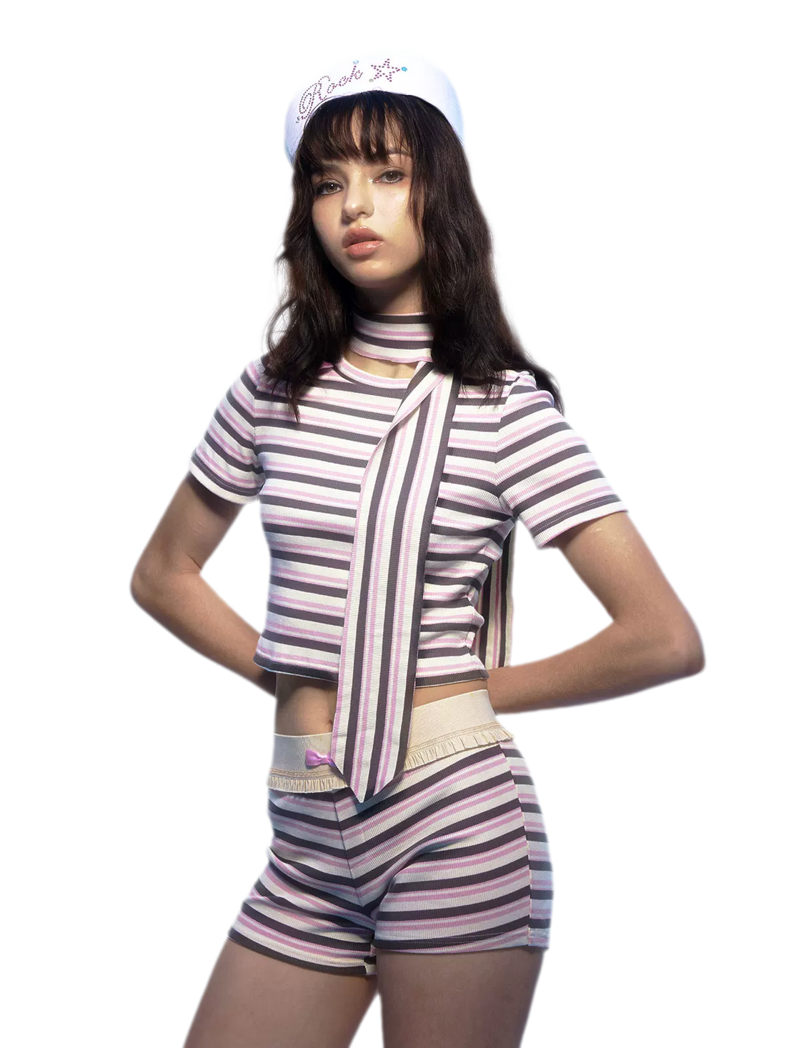 Striped Bow Two-Piece Set
