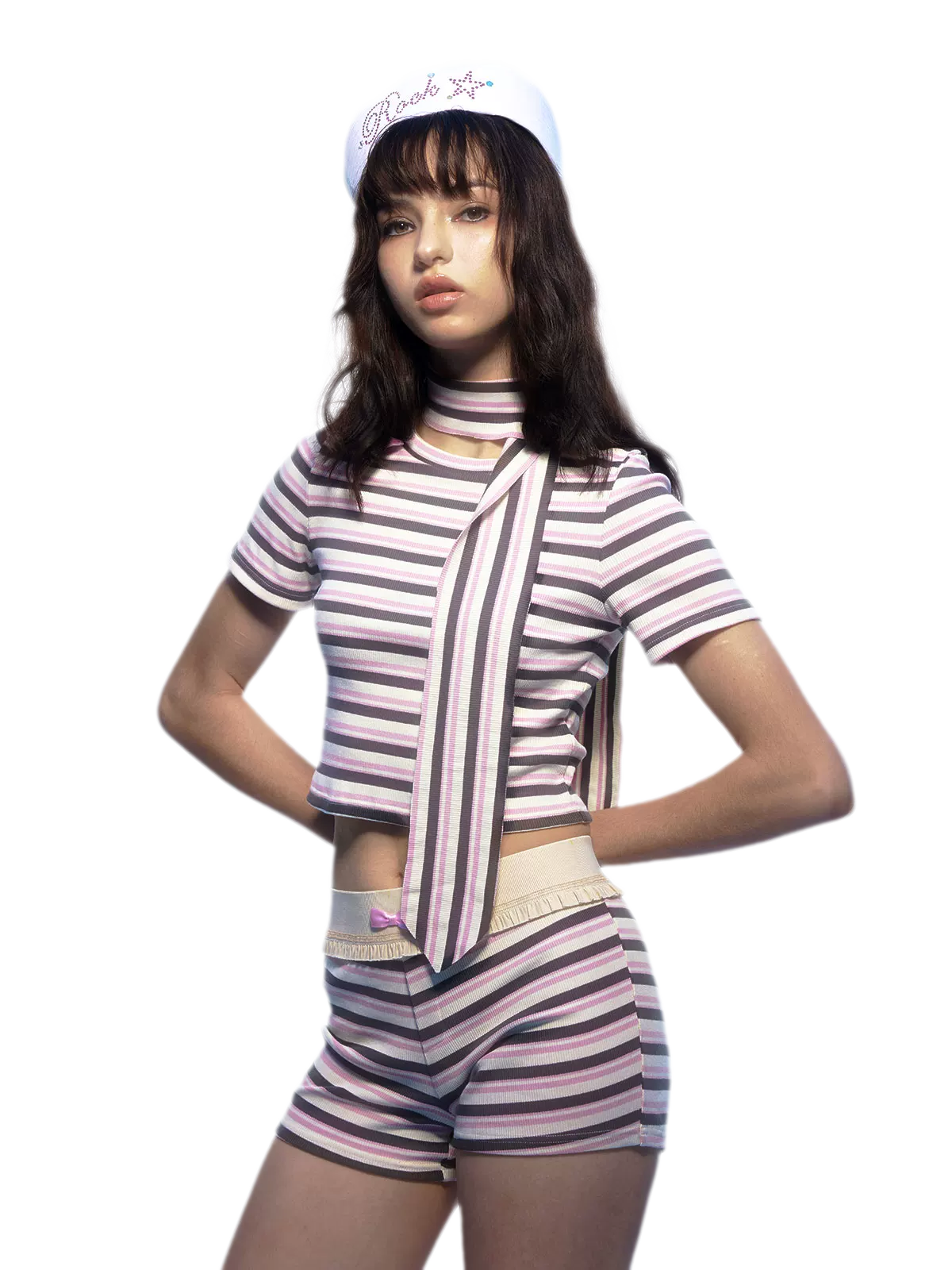 Striped Bow Two-Piece Set