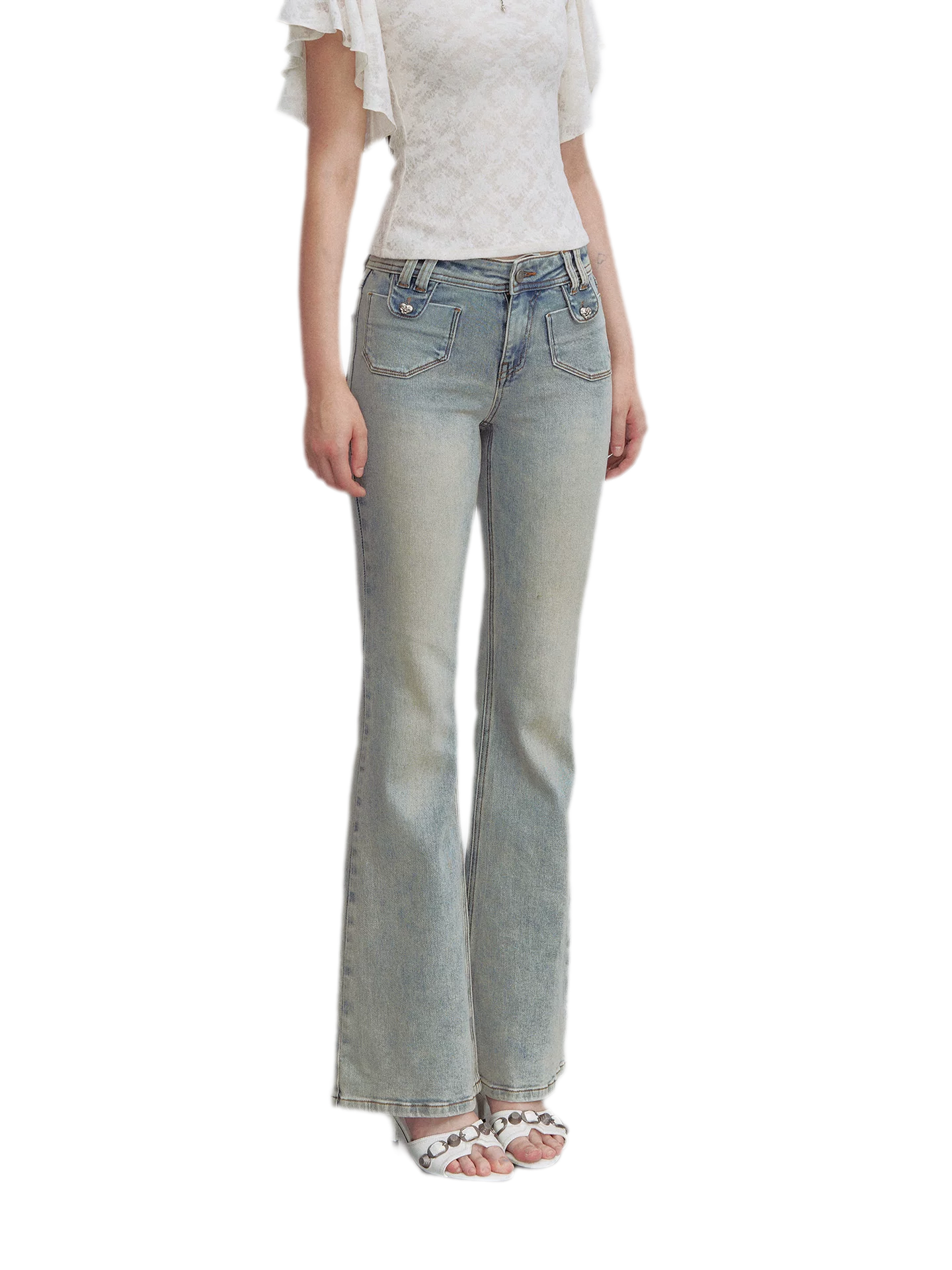 Vintage Wash Micro-Flare Jeans