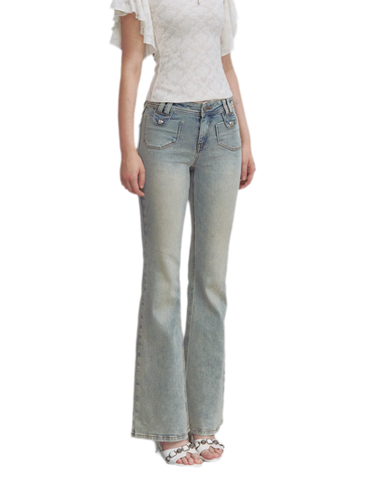 Vintage Wash Micro-Flare Jeans
