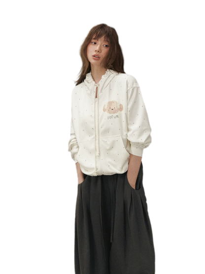 Polka Dot Hooded Sweatshirt
