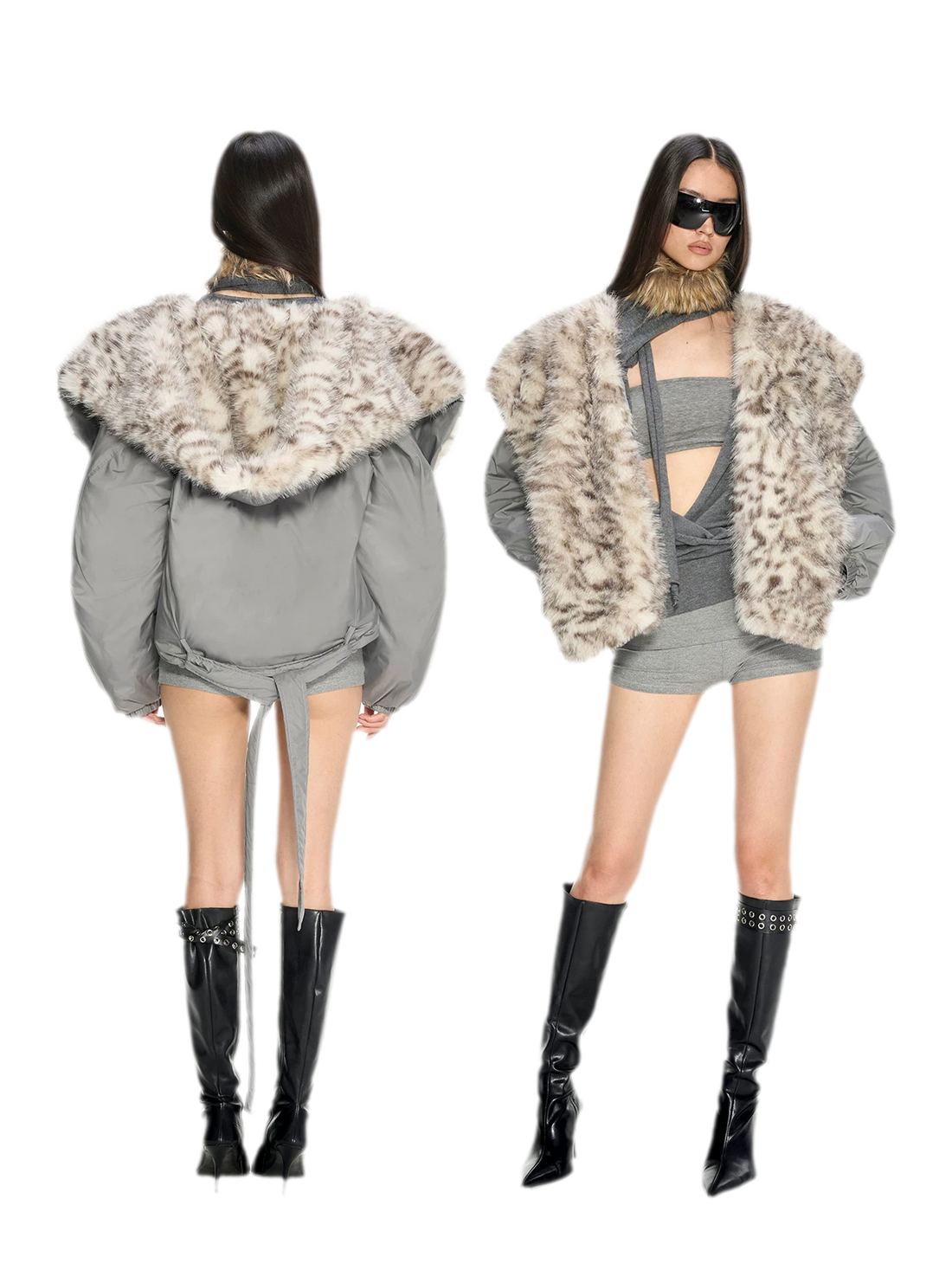 Metallic Fur Hooded Coat