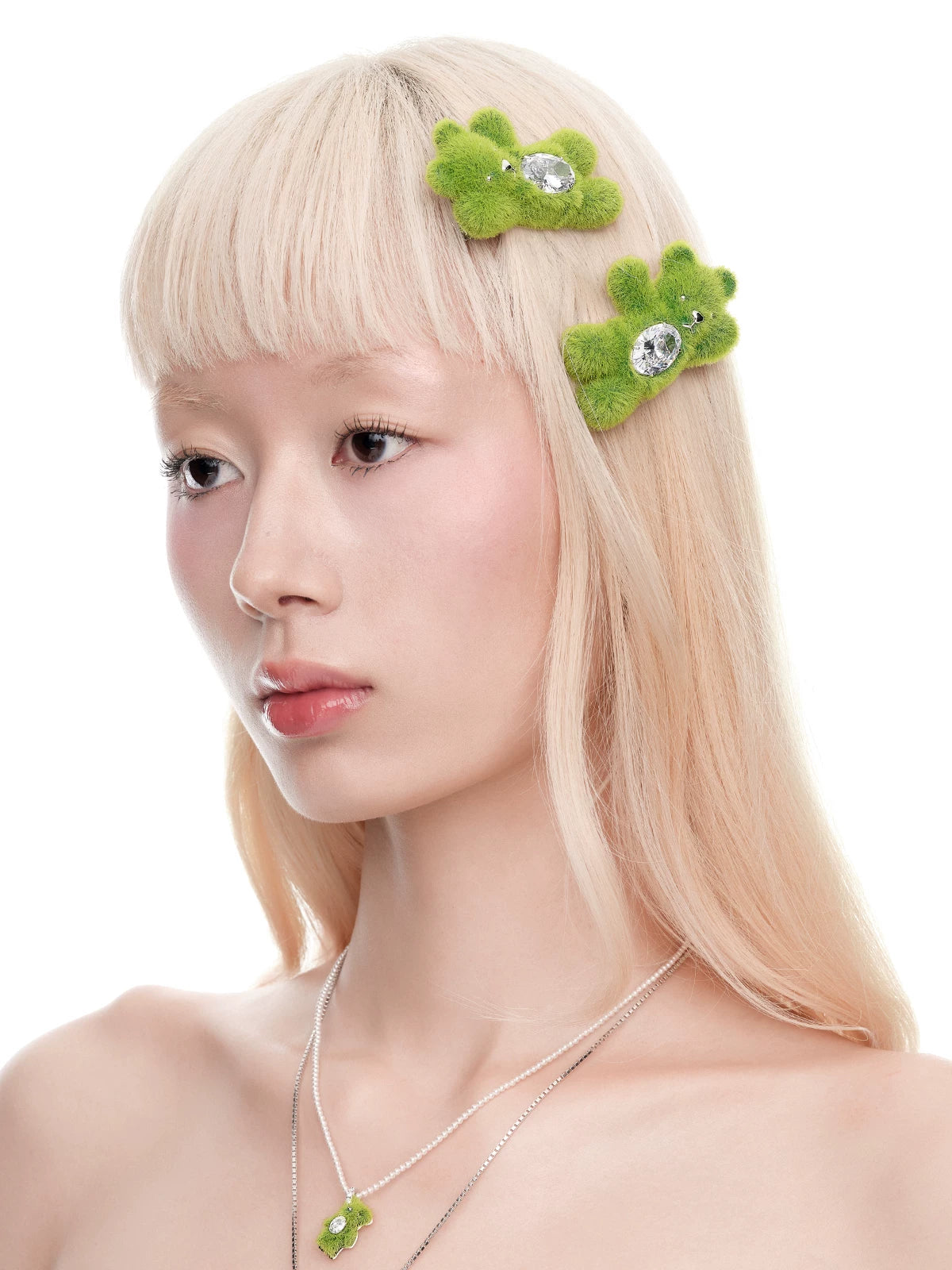 Green Bear Gem Hair Clip