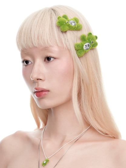 Green Bear Gem Hair Clip