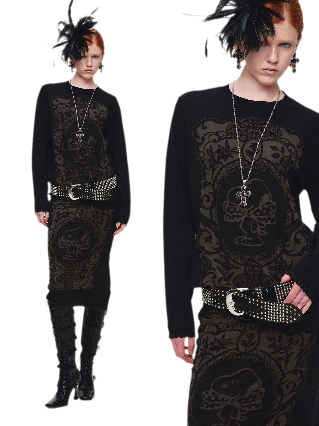 Burnout Graphic Knit Sweater
