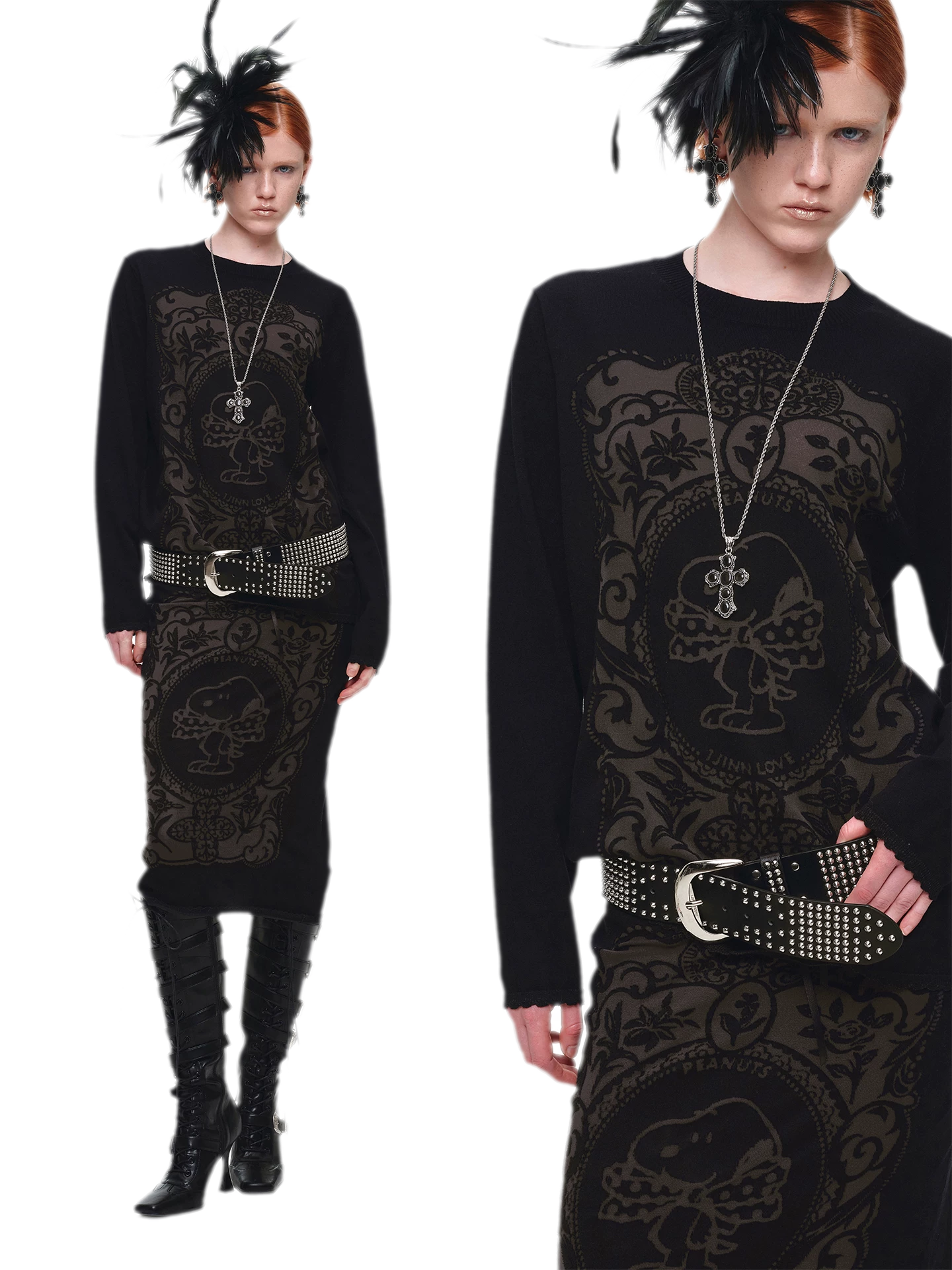 Burnout Graphic Knit Sweater
