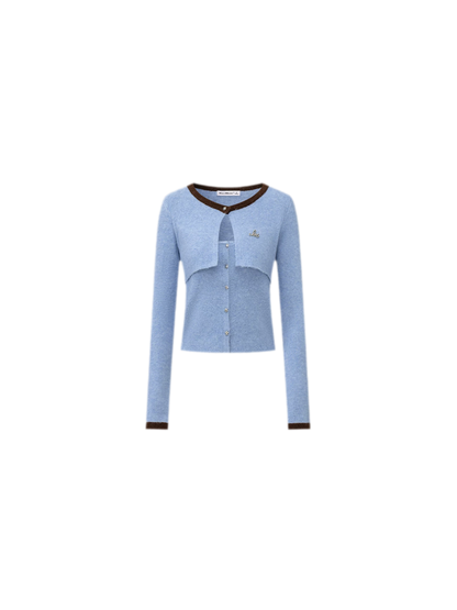 Contrast Panel Cropped Knit Sweater
