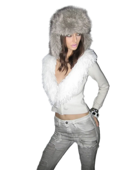 Wool Blend V-Neck Jacket