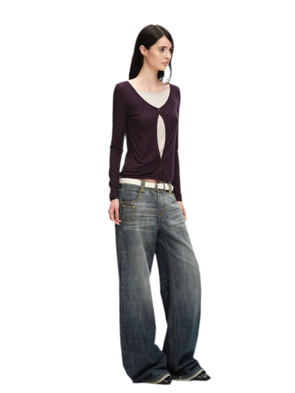 Lyocell Faux Two-Piece Top