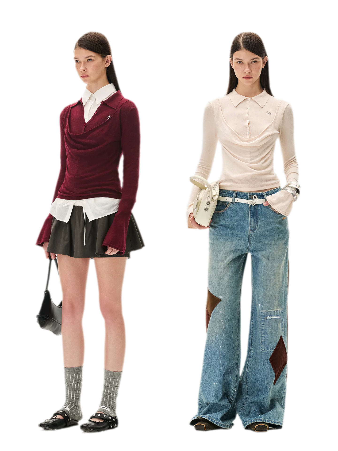 Cashmere Cowl-Neck Flared-Sleeve Knit Top