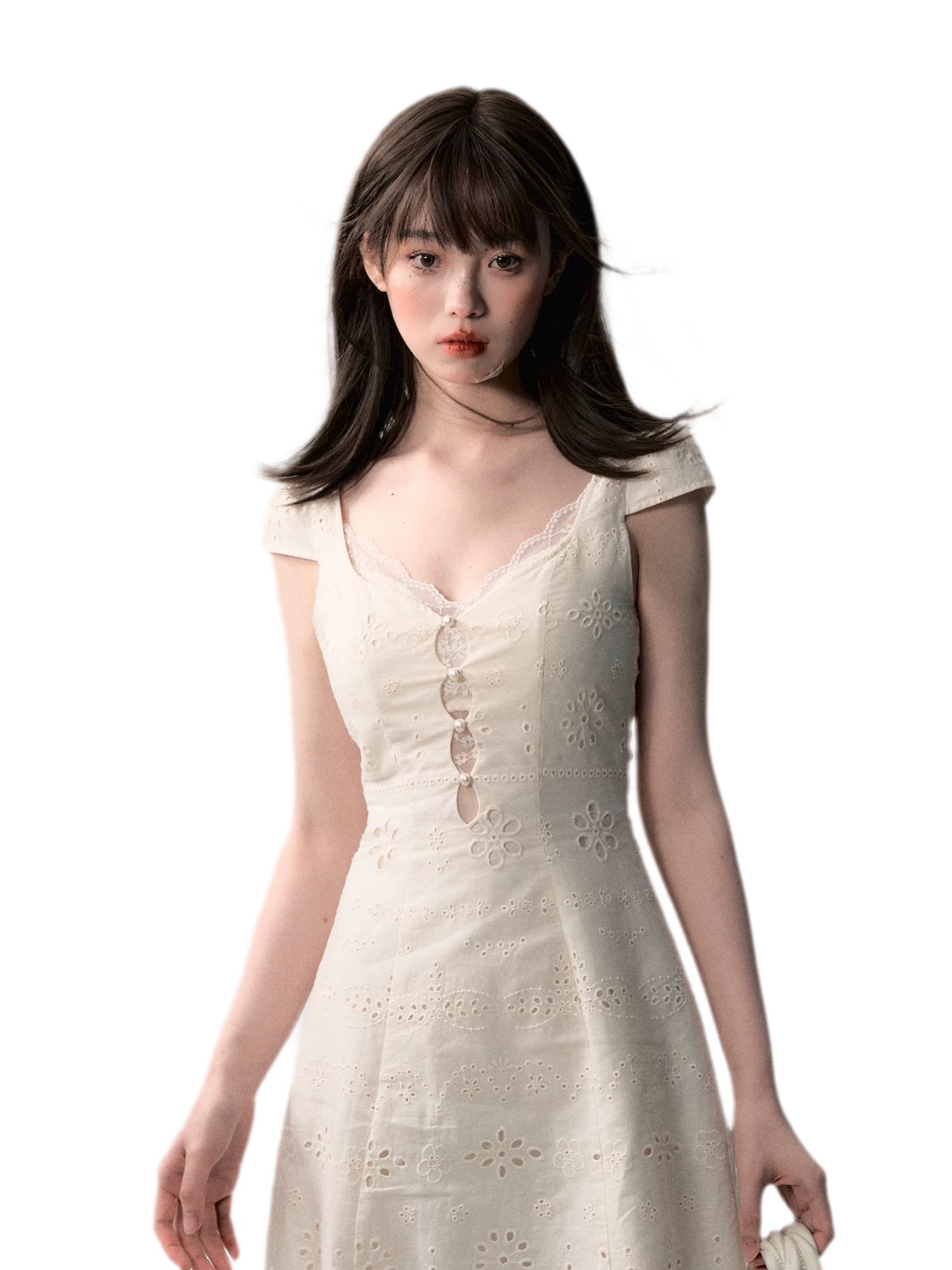 Broderie Lace Midi Dress