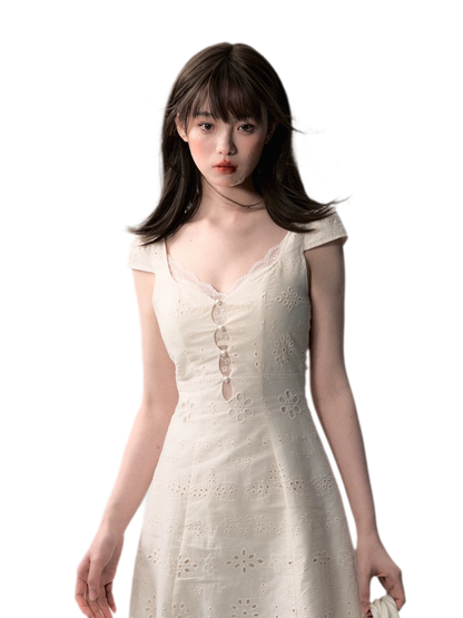 Broderie Lace Midi Dress