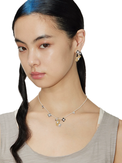Floral Bear Pearl Necklace