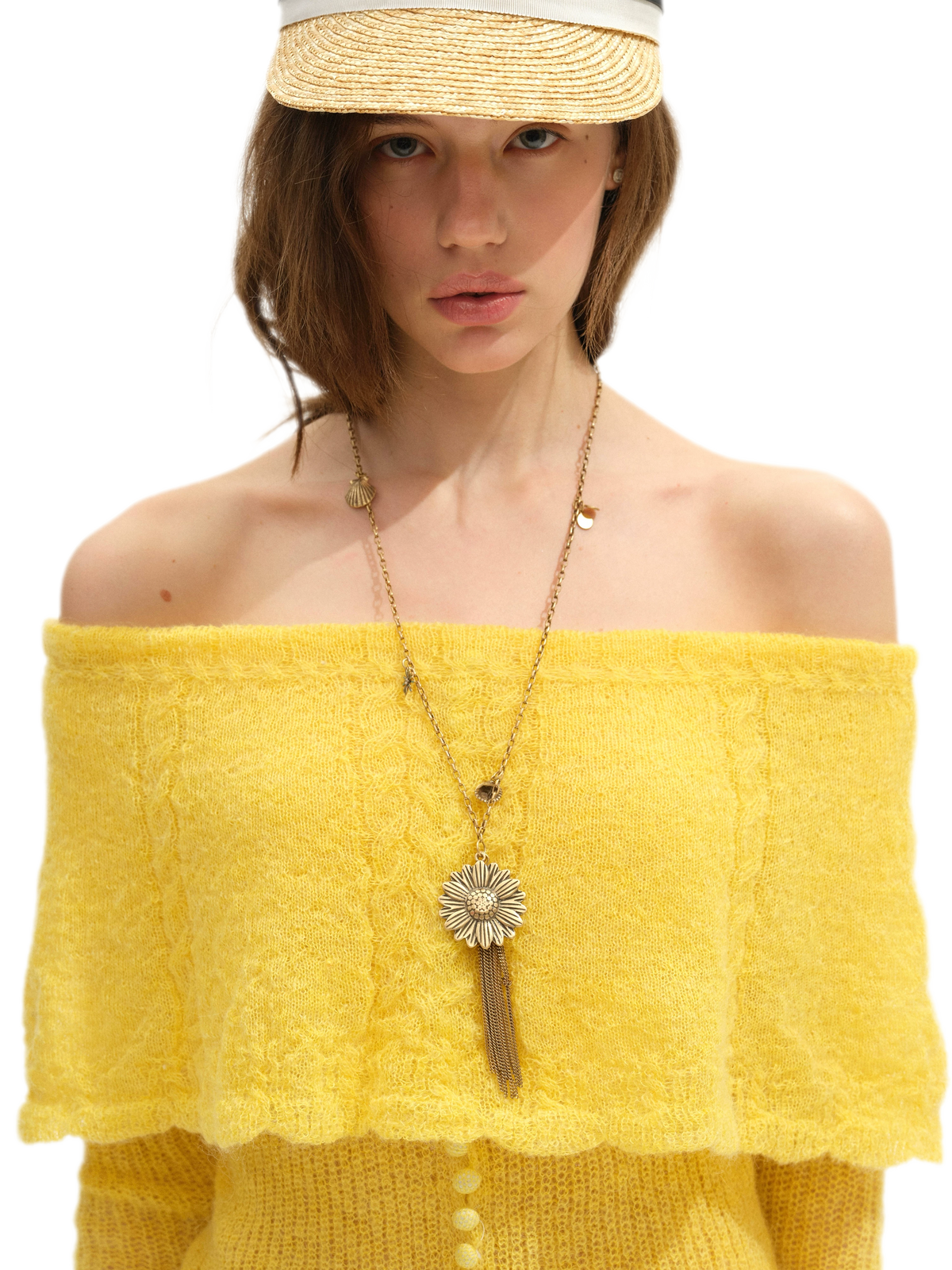 Vintage Sunflower Tassel Necklace